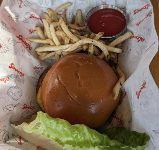 Simmzy's Restaurant Huntington Beach signature dishes Simmzy's BurgerBillionaire BurgerChicken Apple Walnut & Drake Farms Goat Cheese